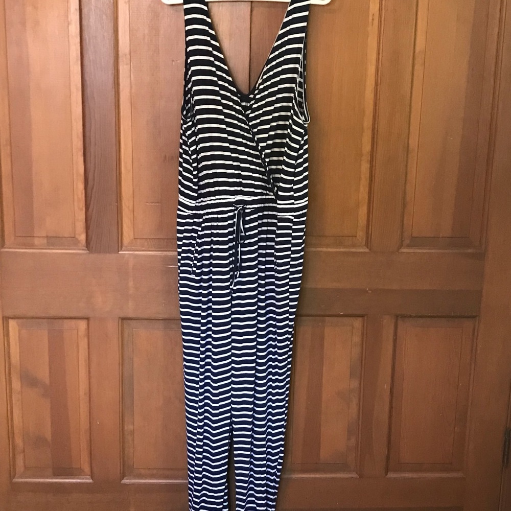 Adorable navy and white striped romper